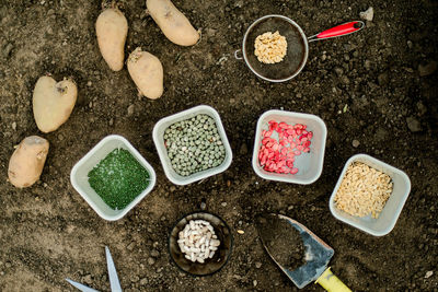 High angle view of food on table