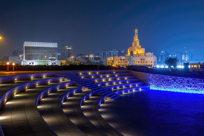 Bidda park with iconic doha fanar mosque front of souq wakif