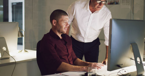 Businessmen brainstorming at office