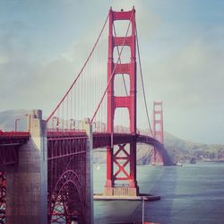 Suspension bridge over river