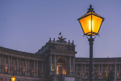 Low angle view of illuminated street light