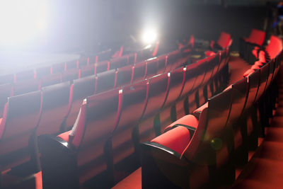 View of empty chairs in movie theater