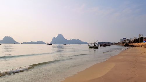 The top of khao chong krachok mountain which overlooks the waterfront of prachuap khiri khan city.