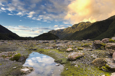 Sunset at franz josef glacier in new zealand