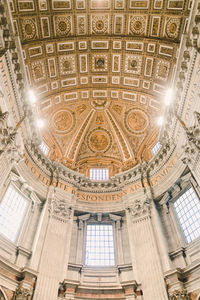 Low angle view of illuminated ceiling