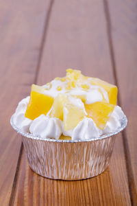 Close-up of dessert on table