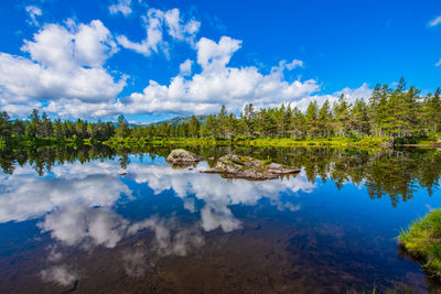 Panoramic view of lake against sky