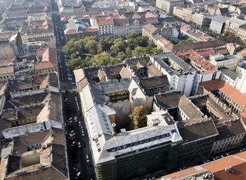 High angle view of buildings in city