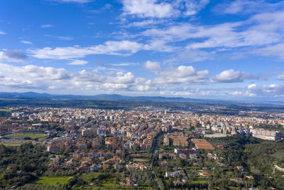 High angle view of townscape against sky