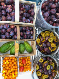 High angle view of fruits in market