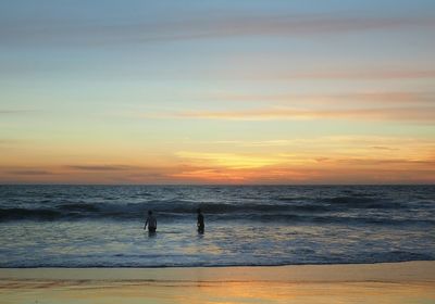 Scenic view of sea at sunset