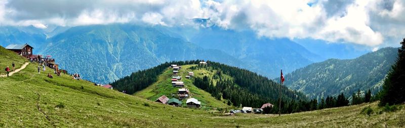 Panoramic view of mountains against sky