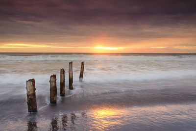 Scenic view of sunset over sea