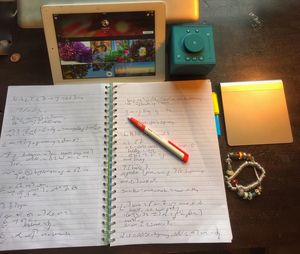 Close-up of books on table