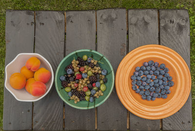 High angle view of fruits on table