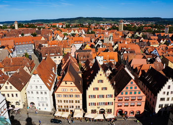 High angle view of townscape against sky