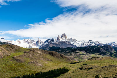 Scenic view of mountains against sky