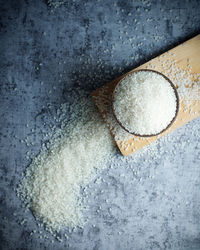 High angle view of bread on table