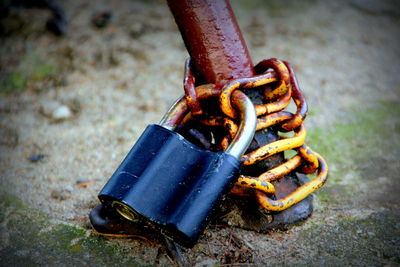 Close-up of rusty wheel