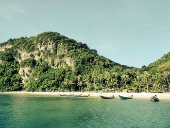 Scenic view of sea against clear sky