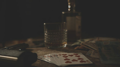 Close-up of wine glass on table