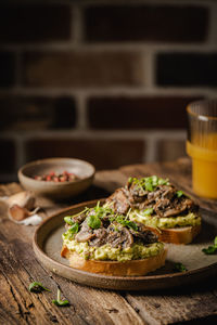 Close-up of food on table