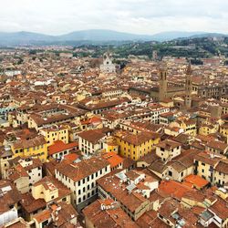 High angle shot of townscape against sky