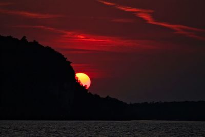 Scenic view of sea against sky at sunset