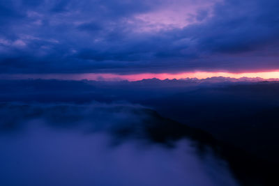 Scenic view of dramatic sky during sunset