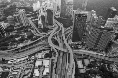 High angle view of buildings in city