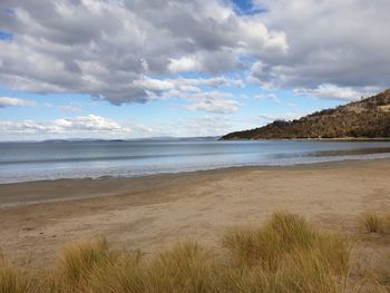 Scenic view of beach against sky