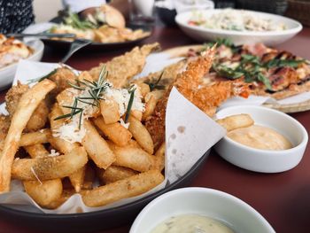 High angle view of food on table