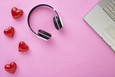 High angle view of heart shape on table