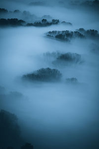 Cinematic view of foggy adda river valley dark and dramatic landscape