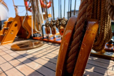Close-up of rope on sailboat