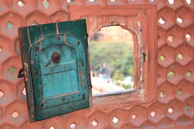 Close-up of rusty window