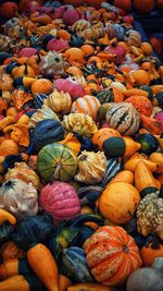 Full frame shot of pumpkins for sale at market stall