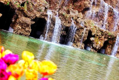 Scenic view of waterfall