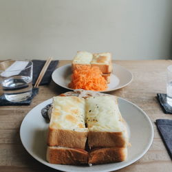 Close-up of food in plate on table