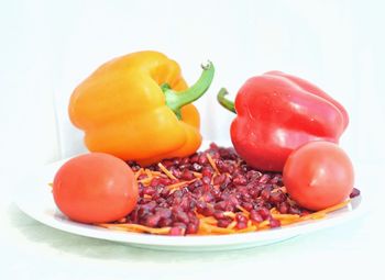 Close-up of fruits in plate