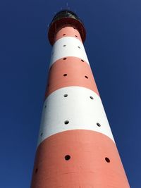 Low angle view of lighthouse against clear sky