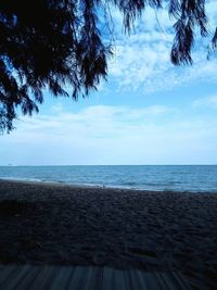 Scenic view of sea against blue sky