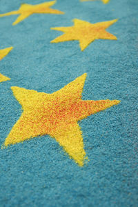 High angle view of star shape on fabric