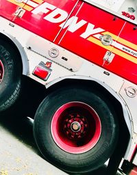 Close-up of red vintage car