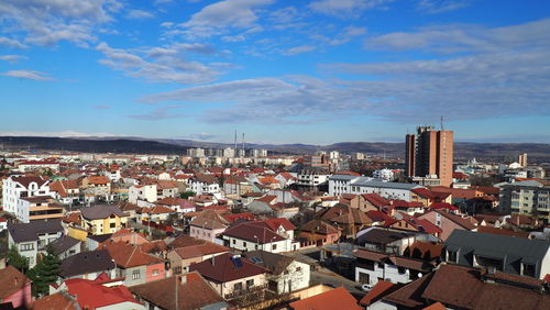 High angle view of townscape against sky