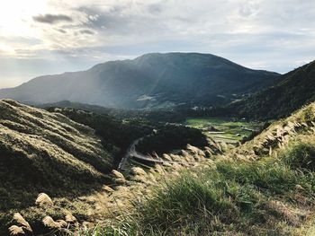 Scenic view of mountains against sky