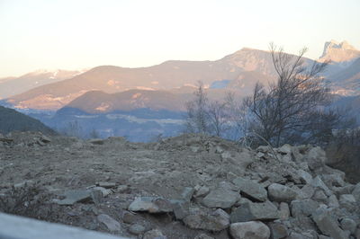 Scenic view of mountains against sky