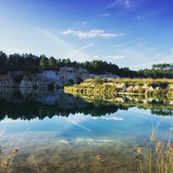 Scenic view of lake against sky