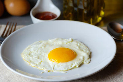 Close-up of breakfast served on table