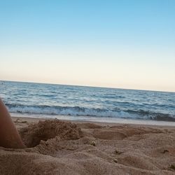 Scenic view of sea against clear sky